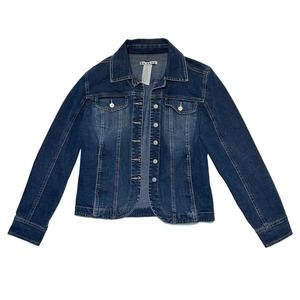 Vintage 90s AMI Denim Jean Jacket Coat Size S Button Up Stretch